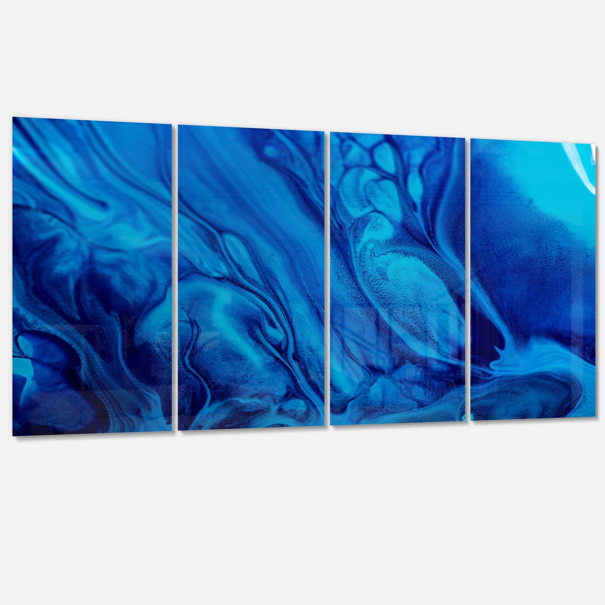 Designart 'Dark Blue Abstract Acrylic Paint Mix ' Abstract Art on Canvas