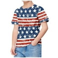 thumbnail image 4 of TOWED22 American Flag Girls 4th of July Shirt Memorial Day Patriotic Red White and Blue Toddler Kids Fitted T-Shirt（Blue,10-11 Y）, 4 of 4