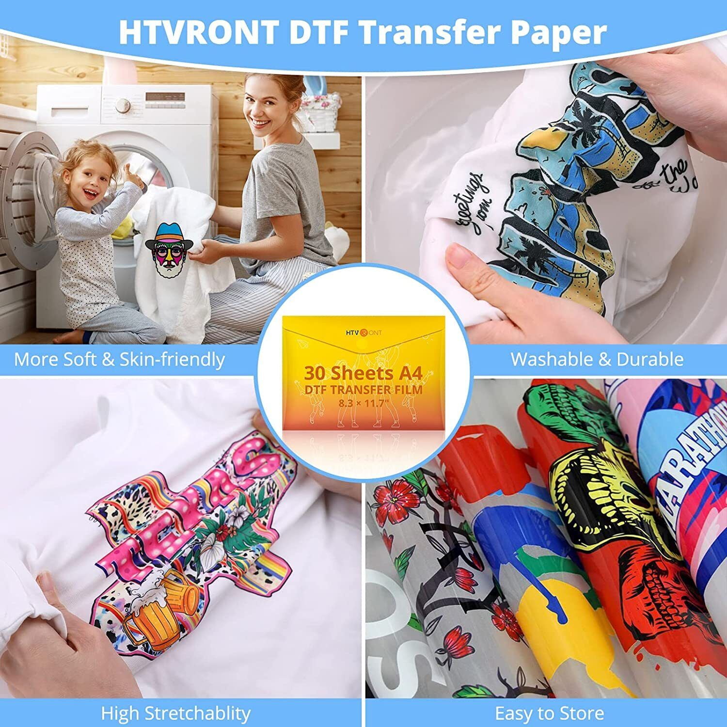 HTVRONT 10pc A3(11.7 x 8.3) DTF Transfer Film for Sublimation Paper with  Dark Fabric 