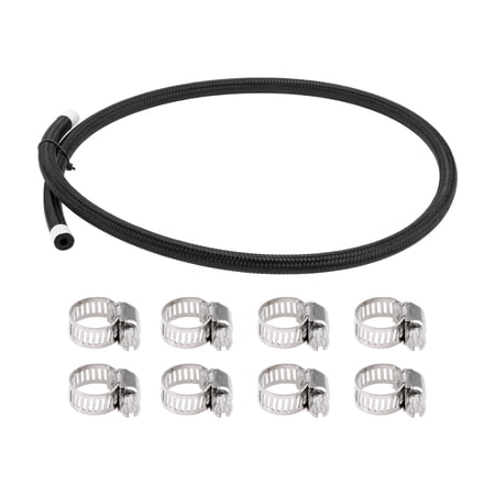 Unique Bargains 1/4 Fuel Line Kit 3.05ft Vacuum Hose Automotive Fuel Hose with 8 Clamps 1 Set