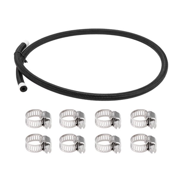 Kit de línea de combustible Unique Bargains 1/4" de 3.05 pies, manguera de vacío automotriz con 8 abrazaderas, 1 juego