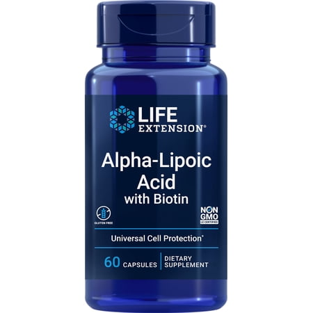 Life Extension Alpha-Lipoic Acid with Biotin for cell protection universal antioxidant for liver & nerve health gluten-free non-GMO 60 capsules