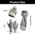thumbnail image 2 of Gorro de punto con estampado de leopardo para invierno, bufanda larga y guantes para pantalla táctil, gorro grueso y cálido de tres piezas, 2 of 5