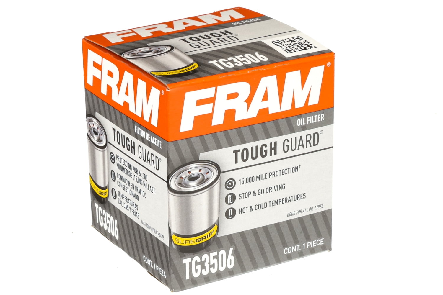 FRAM Tough Guard TG3506, Motor Oil Filter, 15K Miles, Replacement Oil Filters, Fit for Selected Vehicles