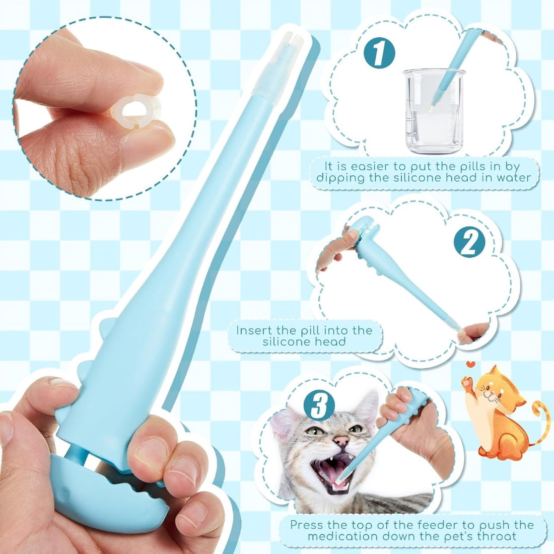 Tingzi 2 Pcs Pet Pill Shooter for Cat Dog Pill Shooter Pet Pill Dispenser Cat Pill Gun Oral Tablet Capsule Silicone Syringes with Soft Tip for Cats Dogs Small Animals, Blue and Pink