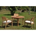 thumbnail image 4 of Grade-A Teak Dining Set: 3 Seater 4 Pc: 48" Round Table And 3 Vellore Stacking Arm Chairs Outdoor Patio WholesaleTeak #WMDSWVm, 4 of 4