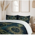 thumbnail image 6 of Ambesonne Egypt Duvet Cover Set, Moon with Boho Feathers, 2-Calking, Yellow Petrol Blue, 6 of 7