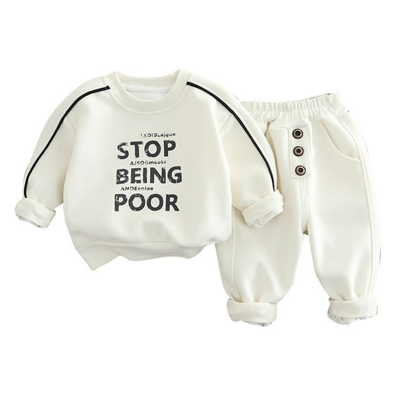 Jiilone Toddler Boys Outfit Sets 2 Piece Casual Round Neck Tracksuits Outdoor Play Sports Daily Wear Loose Fit Elastic Waist Kids Boys Clothes Sets