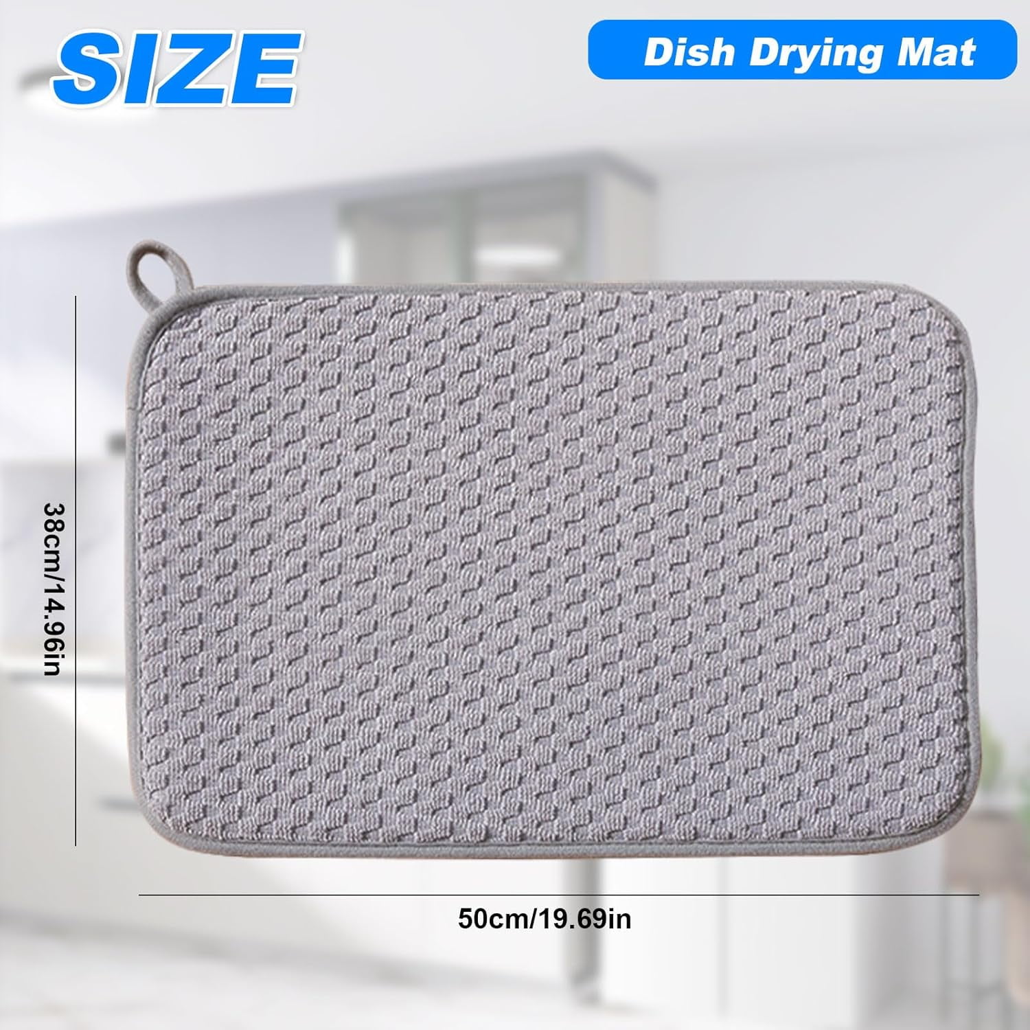 2 Pack Large Dish Drying Mat for Kitchen Counter,24*18 inch Microfiber Absorbent Dish Drainer,Large Size Dish Drying Pad for Countertops,Draining Racks,Sinks(Gray)