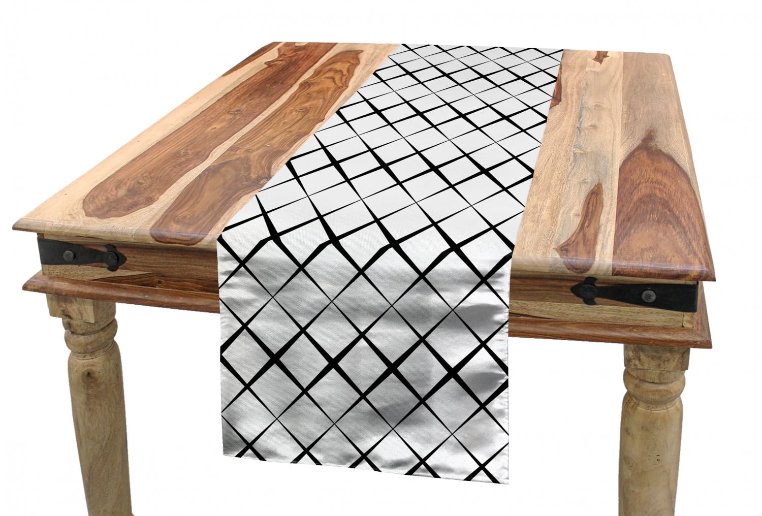 Black and White Table Runner, Monochrome Pattern with X Shape