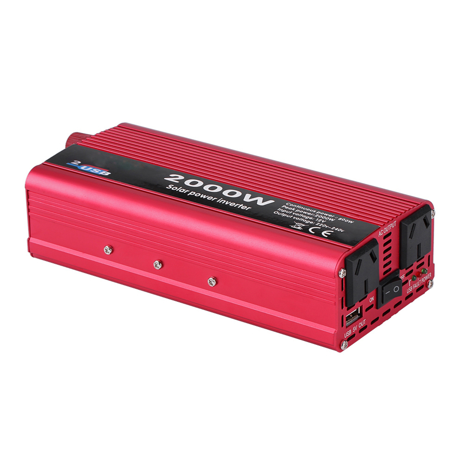 Dual Outlets Power Inverter,Power Inverter,2000W DC 12V to AC 110V Power Inverter Converter W/ Dual Outlets for Home Car Outdoor Use