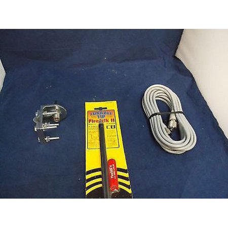 NEW FIRESTIK 2 FS2 BLACK, FS2 B 2FT CB ANTENNA, 18FT RG8X COAX, BRACKET & STUD