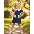 thumbnail image 6 of BemeyourBBs Kids Toddler Baby Girls Valentines Day Outfit Red Heart Spring Dress Short Sleeve Doll Collar Heart Print Princess Dress, 6 of 9