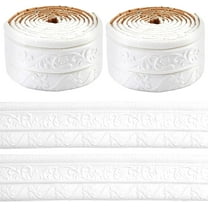 2 Rolls 91x1.6 Inch Peel and Stick Wall Molding Trim White Wallpaper Border Self Adhesive 3D Floral Wall Edging Foam Baseboard Skirting Border Decal Tile Trims for Hallway Ceiling Corner White 1set