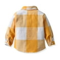 thumbnail image 4 of Hpapadks Girls Tops Kids Long Sleeve Lapel Button Down Plaid Shirt Coat Tops with Pockets Boys Shirts Yellow 3 Months-6 Months, 4 of 4