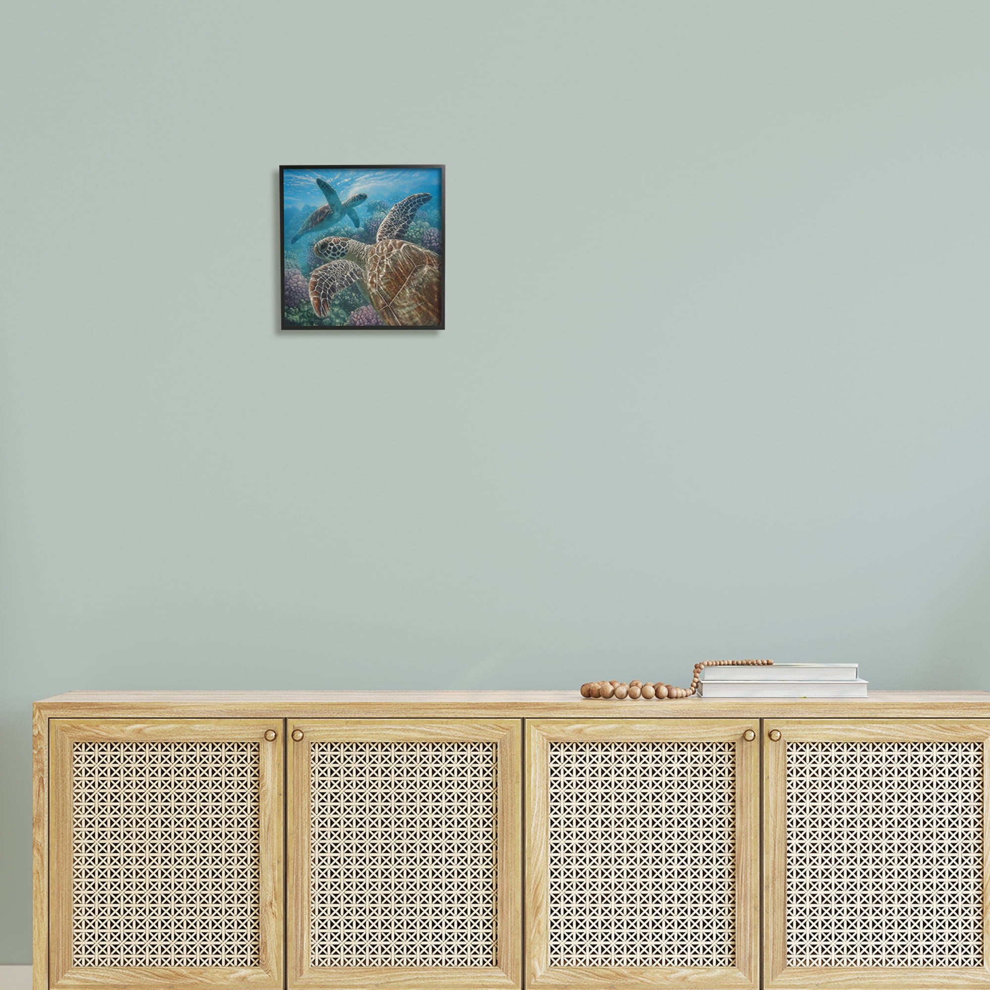 Stupell Industries Sea Turtle Pair Coral Reef Ocean Life Scene, 12 x 12, Design by Collin Bogle