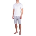 thumbnail image 2 of SLEEPHERO Mens Short Sleeve Pajama Set 2 Piece Mens Short Set Sleepwear PJs for Men White w/ Heather Grey XL, 2 of 5
