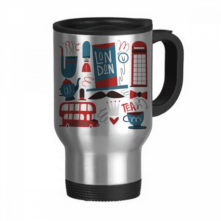 

Big Ben British Bus England Flag Travel Mug Flip Lid Stainless Steel Cup Car Tumbler Thermos