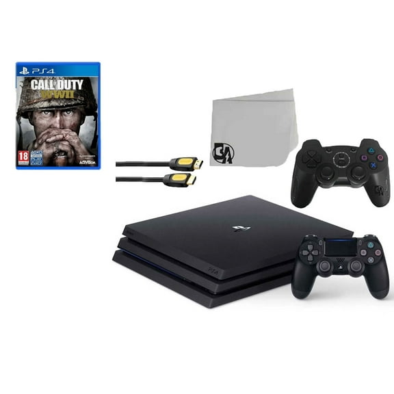 Pre-Owned Sony PlayStation 4 Pro 1TB Gaming Console Black 2 Controller Included with Call of Duty WW2 BOLT AXTION ( )