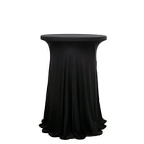 Balsa Circle Black Cocktail Table Cover Natural Wavy Drapes Spandex Tablecloth Reception