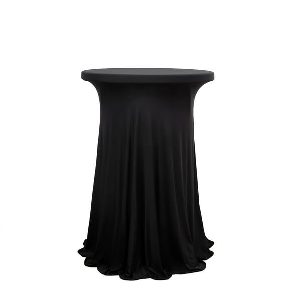 BalsaCircle Black Cocktail Table Cover Natural Wavy Drapes Spandex Tablecloth Wedding Party Events Reception Decorations Supplies