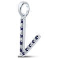 thumbnail image 2 of 10kt White Gold Womens Round Blue Sapphire Diamond V Letter Pendant 1/6 Cttw, 2 of 2