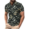 thumbnail image 2 of Lutiedan Mens Henley Shirts Button Collared Printed Short Sleeve Tee Tops Loose Fit Summer Vacation Beach Stretchy Breathable Golf Shirts, 2 of 5