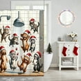 thumbnail image 6 of Lksixu Christmas Shower Curtain for Bathroom, 47"x71" Bathing Cat with Santa Hat Fabric Shower Curtain with Hooks, Waterproof Quick-Drying Winter Holiday Decorative Bath Curtain for Bathtub Spa, 6 of 6