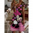 thumbnail image 3 of Vestido sexy de manga corta con escote en V y estampado negro puro de Mickey Mouse de Disney 2024, vestido largo informal versátil y sexy para mujer, 3 of 5