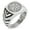 Silver, variant on Stainless Steel Icelandic Vegvisir Viking Rune Chevron Pattern Biker Style Polished Ring