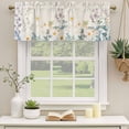 thumbnail image 3 of 2 Panels Watercolor Flowers Beige Valance for Windows, Spring Summer Retro Botanical Light Filtering Kitchen Curtains, Rod Pocket Window Treatment Curtain Valances for Living Room Bedroom, 54"x18", 3 of 9