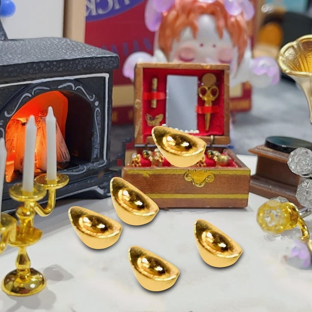 Lote De 100 Lingotes De Oro En Miniatura 1:12 Para Casa De Muñecas, ¡hechos A Mano Y Metalizados!