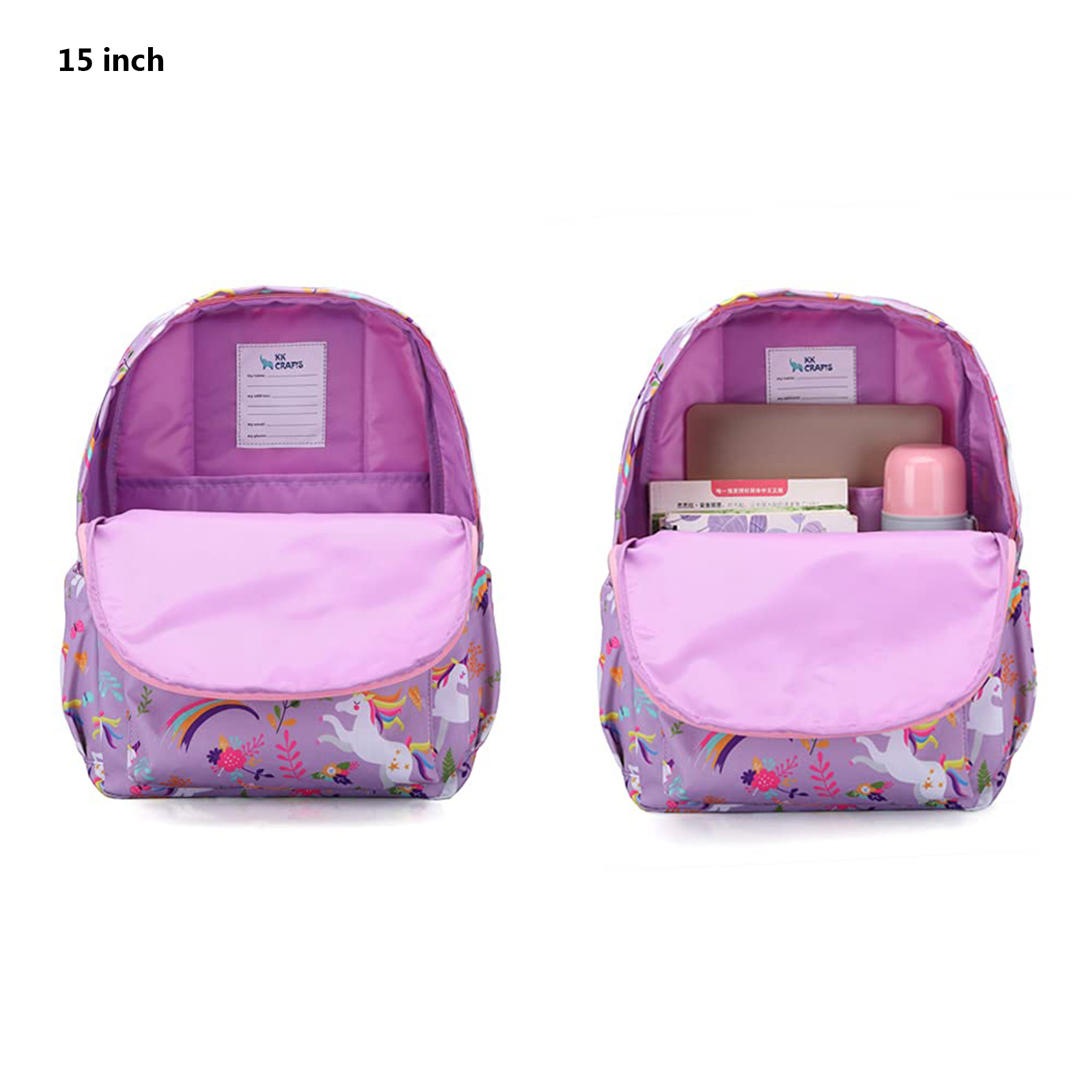 Mochila preescolar para niños pequeños, dinosaurio o unicornio, para niñas y niños, con correa de pecho (Unicornio púrpura) 7