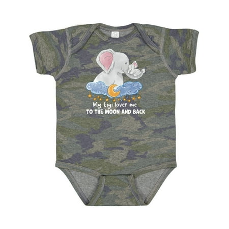 

Inktastic My Gigi Loves Me to the Moon and Back Elephant Family Boys or Girls Baby Bodysuit