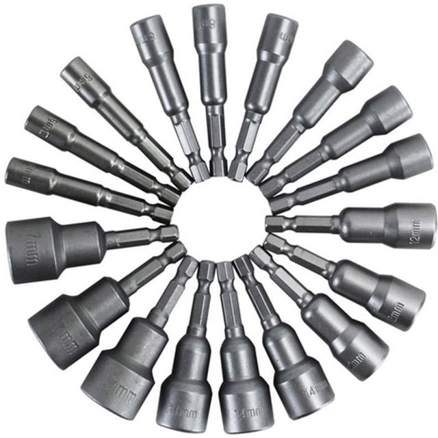 Artículos esenciales para abastecerse, juego de 10 brocas hexagonales con adaptador de dado magnético de 1/4 de vástago métrico