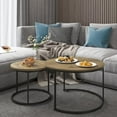 thumbnail image 6 of Round Nesting Coffee Table Set of 2, （27.56" Φ x 17.72" H & 19.69" Φ x 15.75" H） Industrial Nesting Tables for Living Room，Wood Grain Top with Adjustable Non-Slip Feet (Brown), 6 of 16