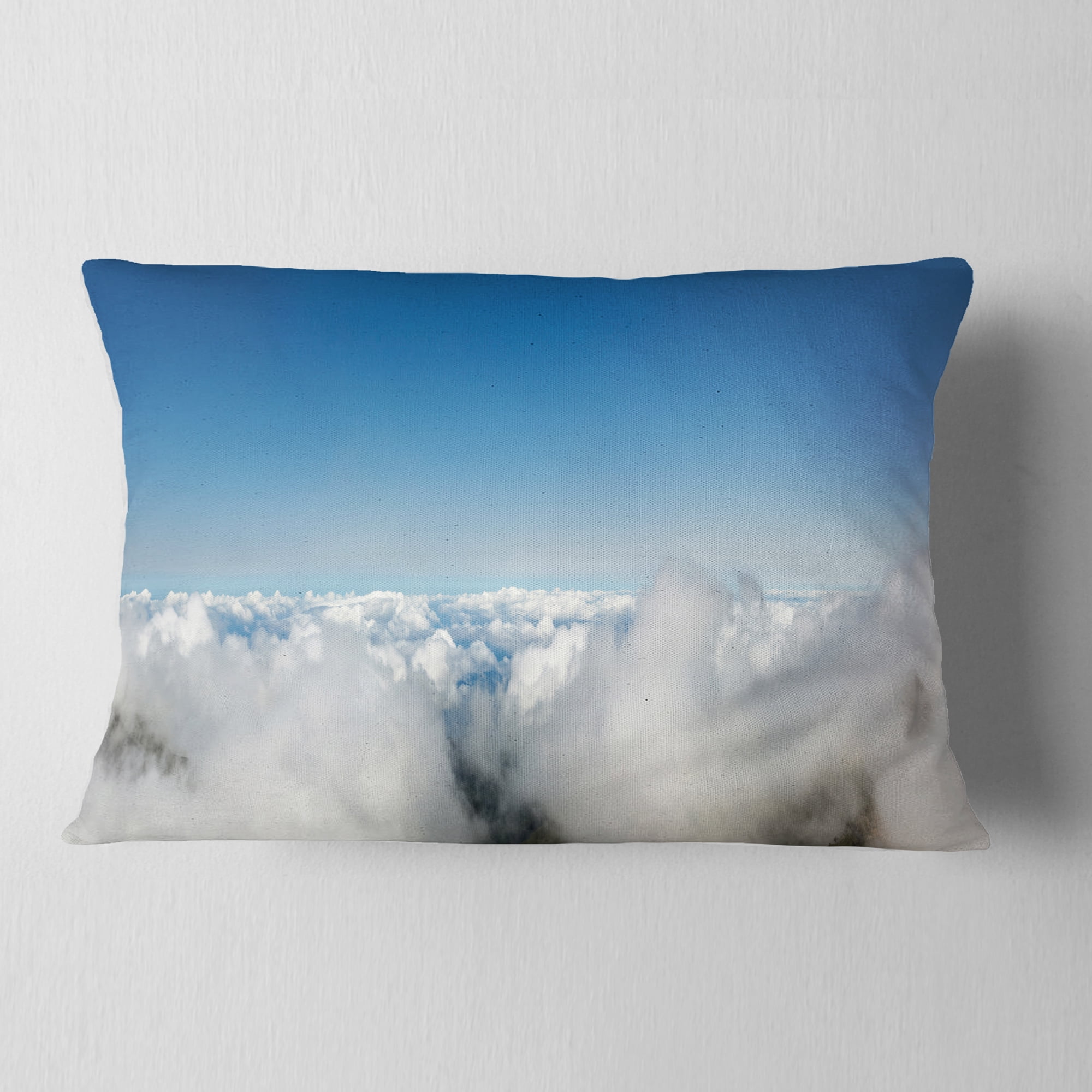 Designart 12" x 20" Blue Polyester Throw Pillow