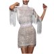thumbnail image 1 of Moda mujer sexy delgado medio cuello alto color sólido borla media manga vestido Pompotops  ghjkhdj10144, 1 of 8