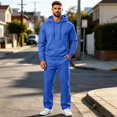 thumbnail image 5 of Garbnen Fleece Mens Sweat Suits 2 Piece Set Solid Color Drawstring Hoodies and Jogger Pant Workout Athletic Fluffy Flannel Fuzzy Mens Track Suit Royal Blue, 5 of 7