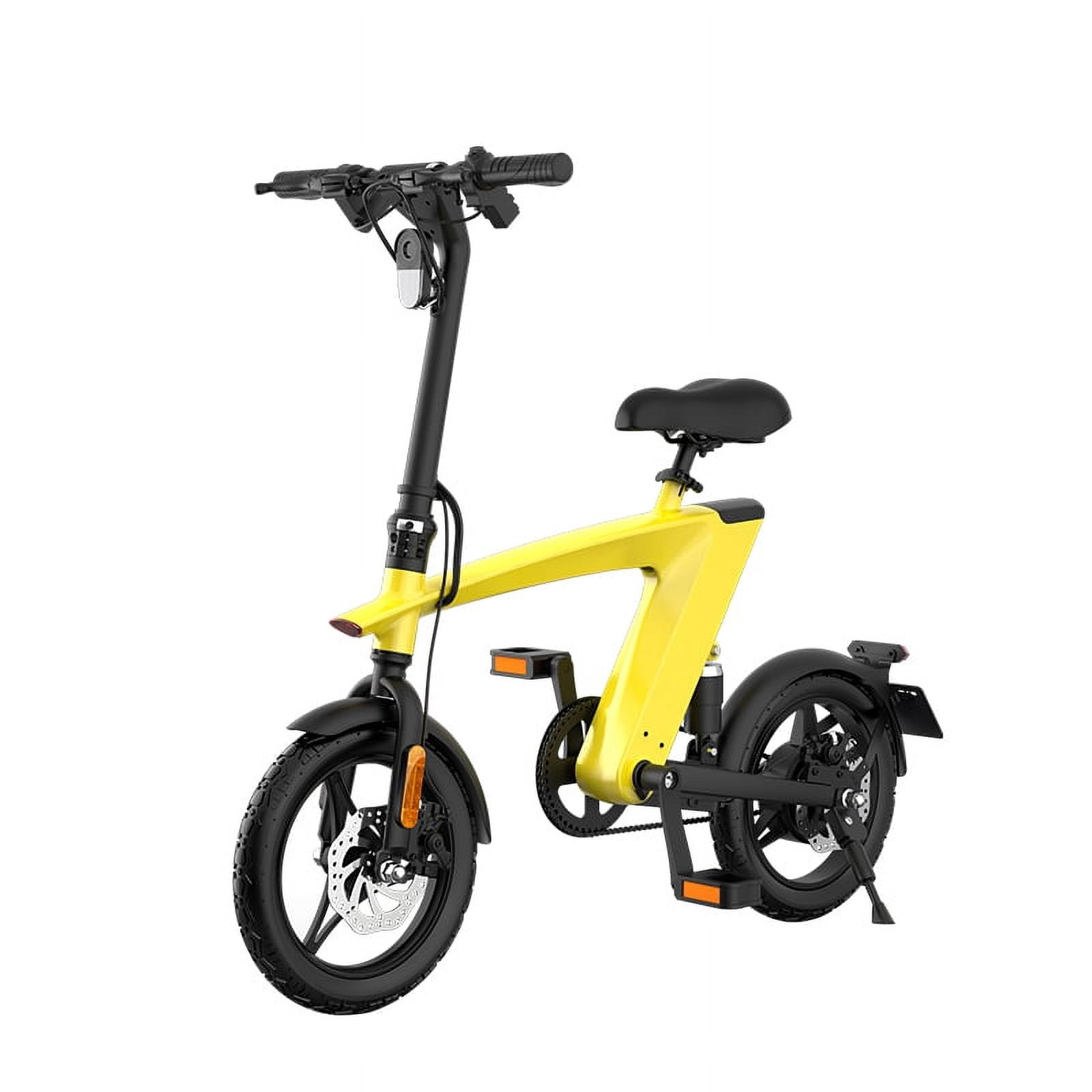 14" Electric Bike with 250W Motor for Adults and Teens 12+ up to 25mph Foldable, H1 Yellow