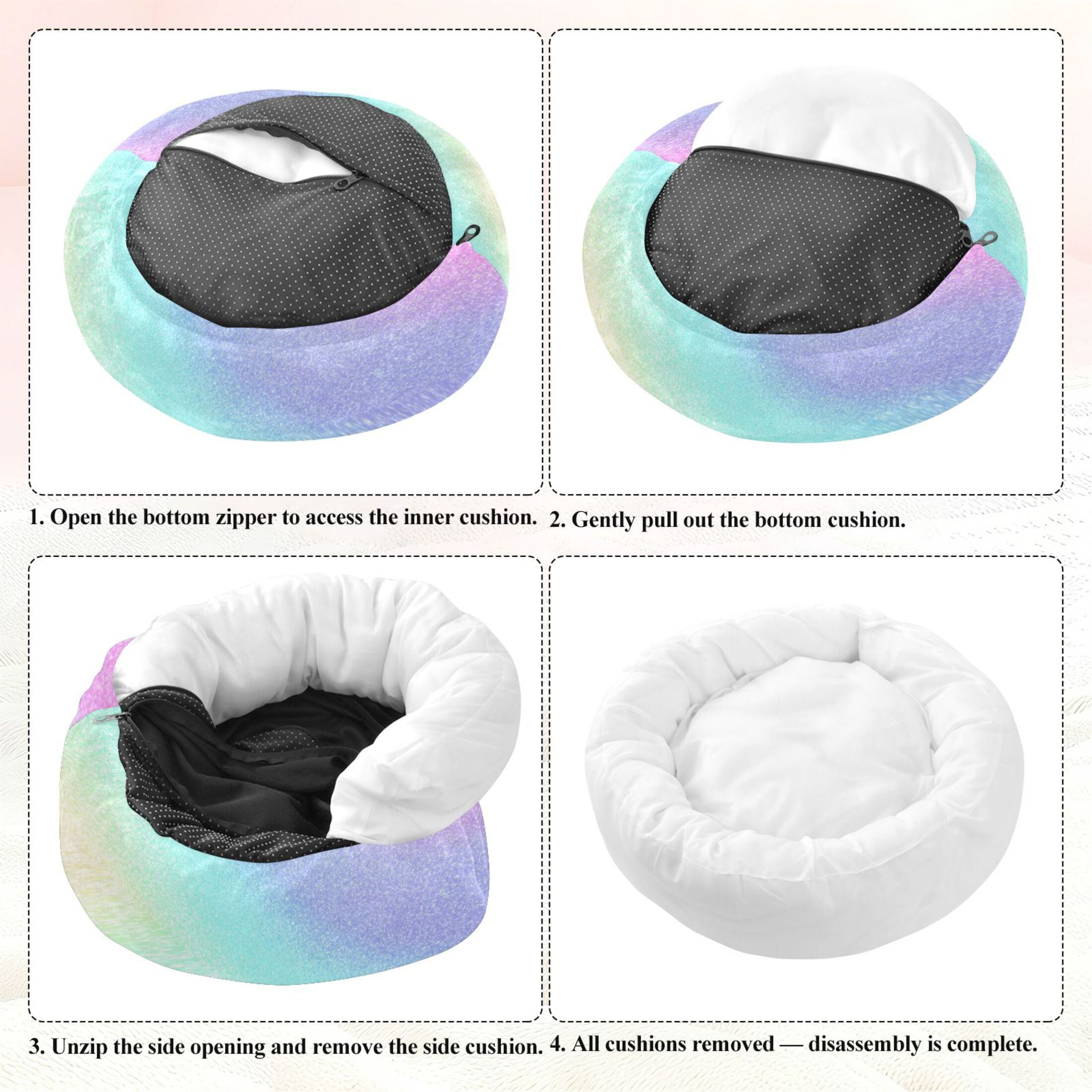 Iauyy Pet Couch Donut Cat Bed for Indoor Cats/Small Dogs Washable & Machine with Non-slip Bottom Calming Cat Furniture, Light Background (XS)