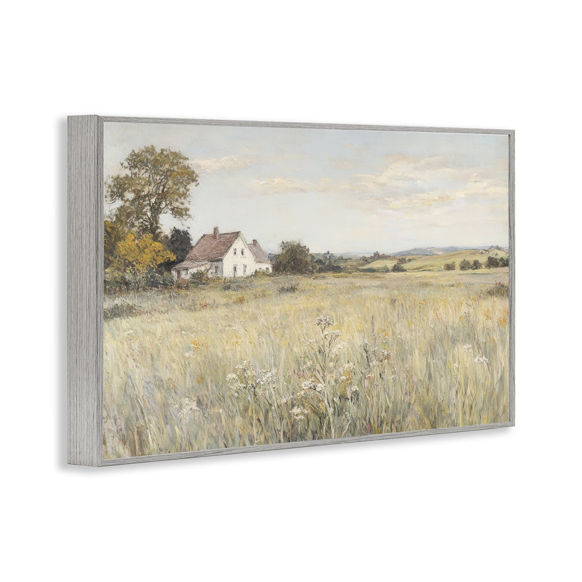 Stupell Industries Country Living in Golden Meadow Gray Framed Giclee Art, design by Petal Prints Design