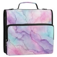thumbnail image 2 of Water-Resistant 3-Ring Binder Organizer with Multiple Pockets Zipper Binder Bag for Office Pastel Pink Marble Texture, 2 of 8