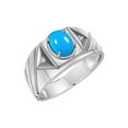 thumbnail image 3 of RYLOS Men's Rings 14K White Gold Ring Classic Designer Style 8X6MM Oval Gemstone & Diamond Ring Turquoise Birthstone Rings For Men Size 12, 3 of 7