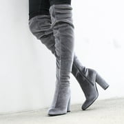 Fahrenheit Over Knee Women's High Heel Boots in Gray