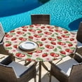 thumbnail image 5 of Red Strawberry Round Tablecloth 45-54 Inch Round Fitted Table Cloth with Elastic Edge, Country Fruit Summer Retro Tropical Waterproof Table Cover Protector for Outdoor Picnic Party Dining, 5 of 6