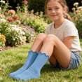thumbnail image 6 of Cloaraye Boys Girls Socks Unisex Crew Socks Solid Color Ruffle Socks for Kids Youth 6-14 Years Old, 6 of 6