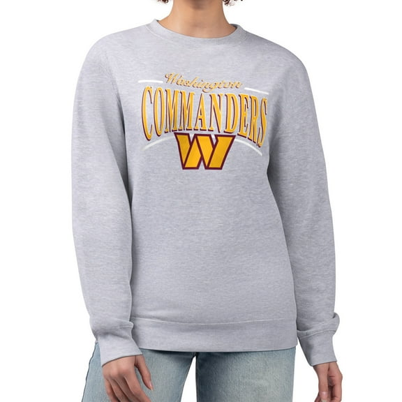 Women's Starter Gray Washington Commanders Arch Stripe Fleece Pullover Sweatshirt