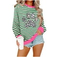 thumbnail image 2 of Yteetum Women's Christmas Crewneck Sweatshirts Oversize Christmas Graphic Print Pullover Hoodless Sweatshirts Top Womens Christmas Stripe Print Round Neck Long Sleeve Sweatshirts Fall Clothes, 2 of 5