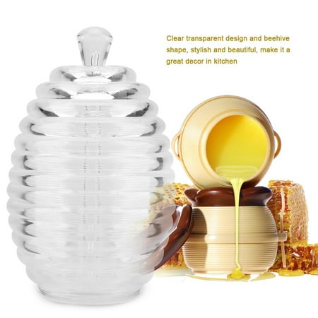 Ejoyous 265ml Transparent Beehive-shaped Honey Jar with Dripper Stick for Storing and Dispensing Honey, Transparent Honey Jar, Beehive-shaped Honey (Best Dripper For Clouds)